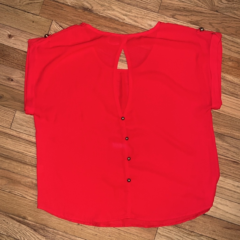 Fio Fio Red Sheer Blouse Size Large - Picture 3 of 6